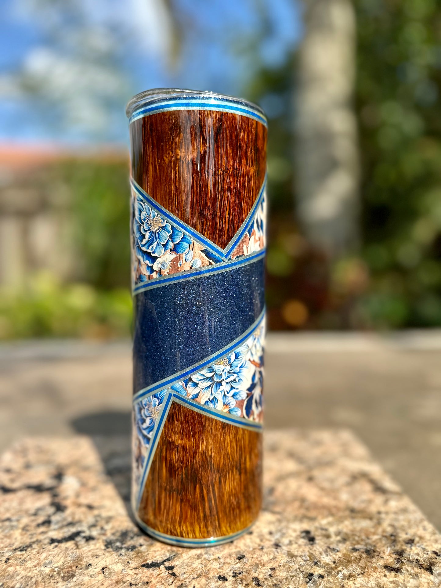 Blue Roses & Hand-Painted Woodgrain