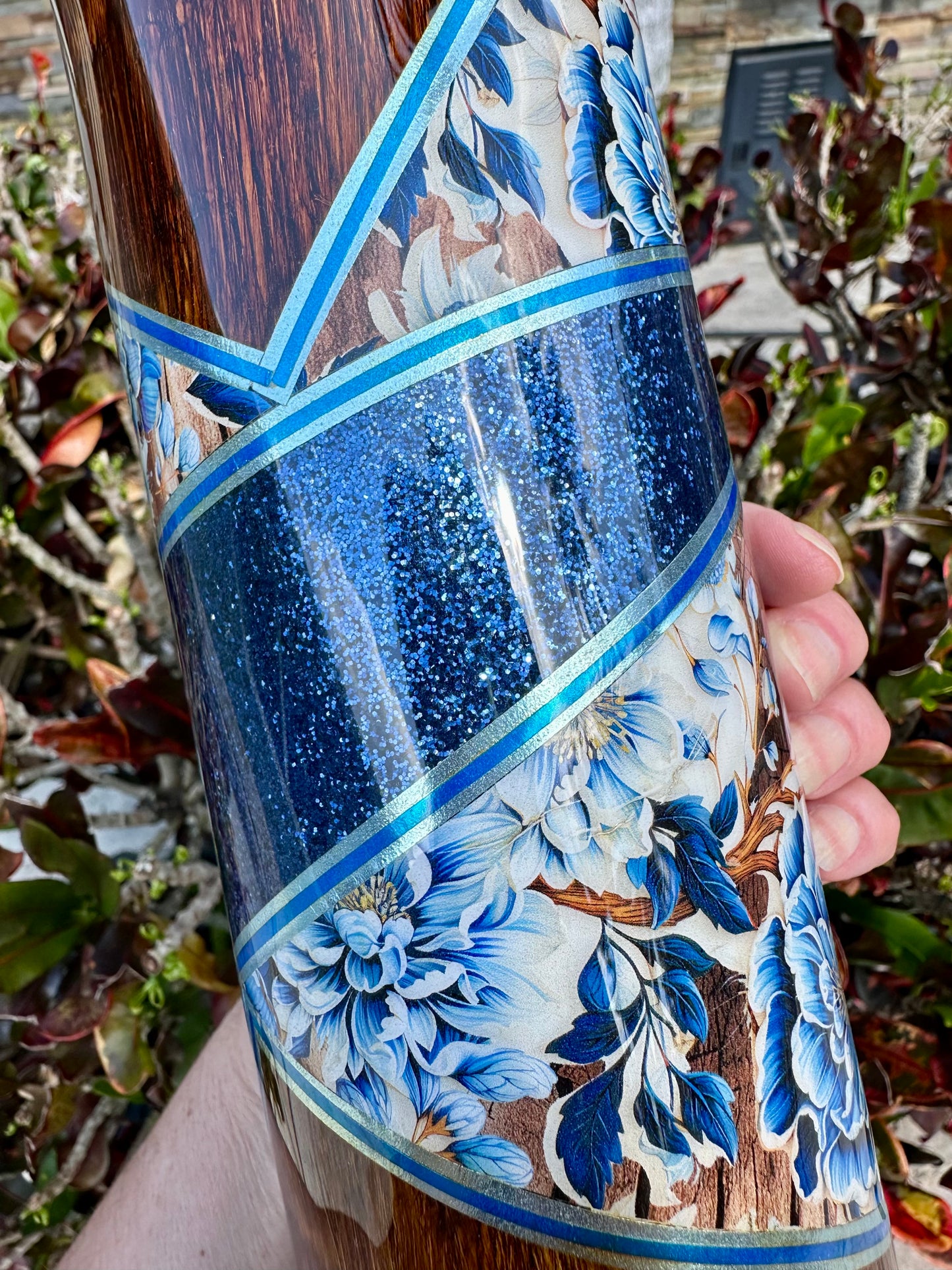 Blue Roses & Hand-Painted Woodgrain