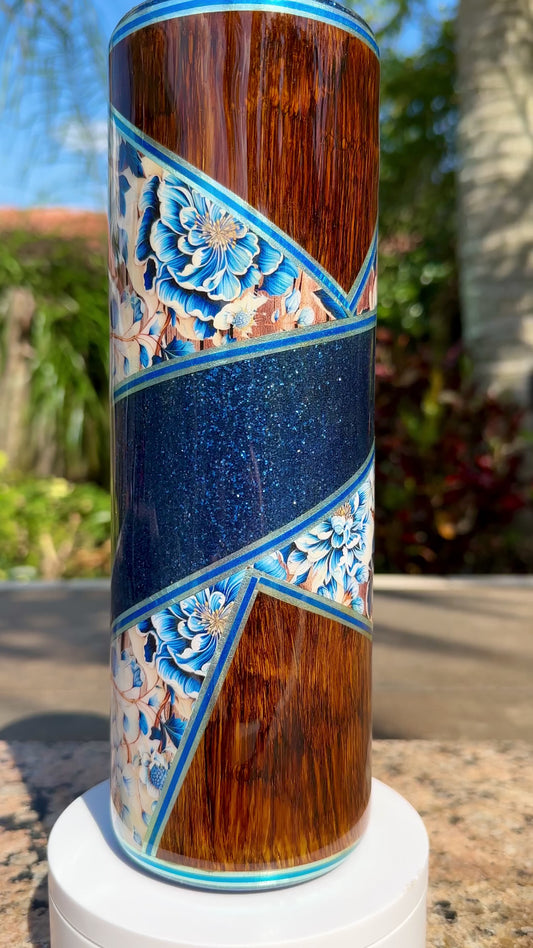 Blue Roses & Hand-Painted Woodgrain